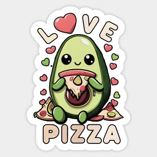 A cute sweet avocado eating pizza Sticker